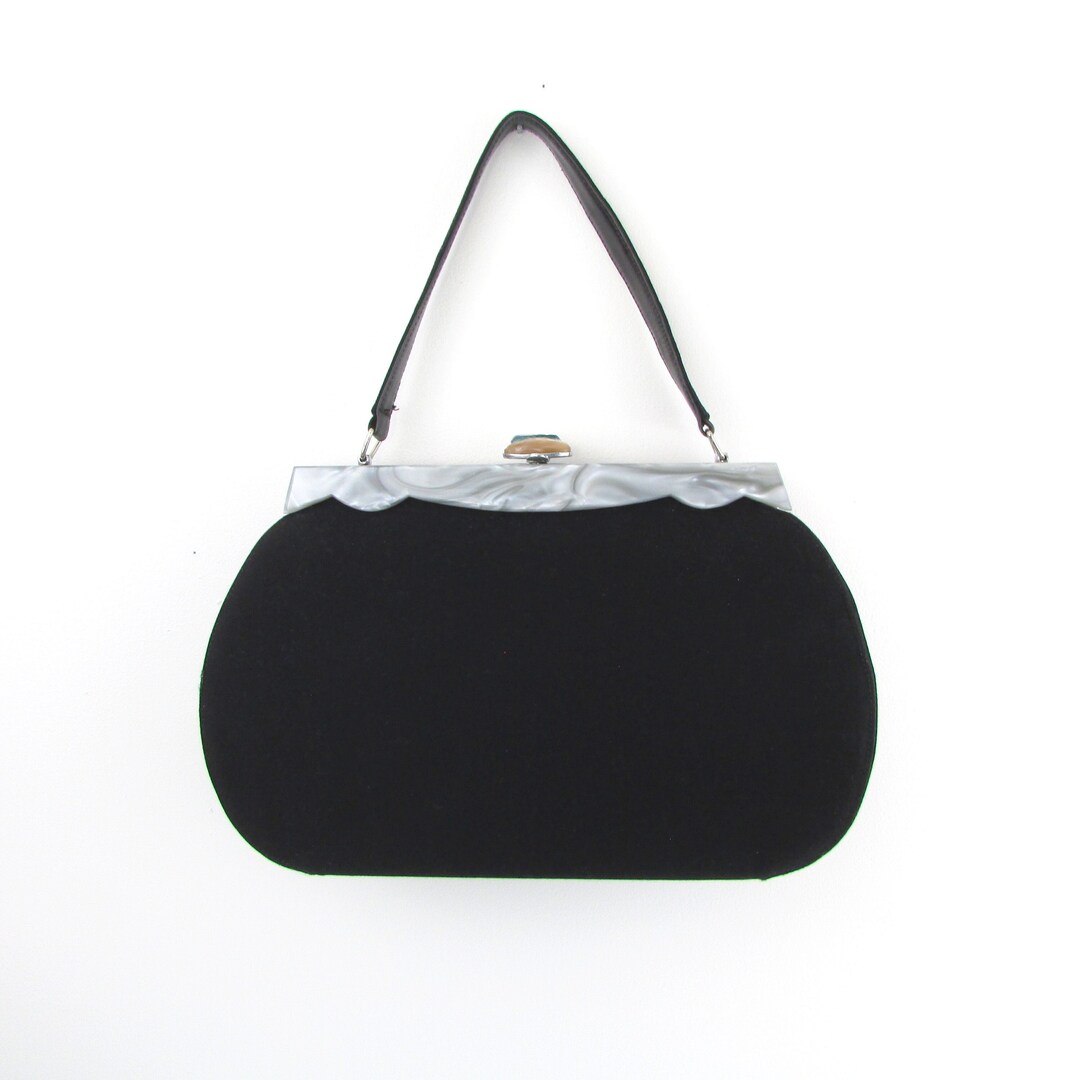 1960s Handbag Vintage Top Handle Black Purse by Cortini Etsy