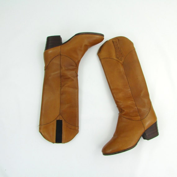 Vintage 1970s Womens Tall Leather Boots 