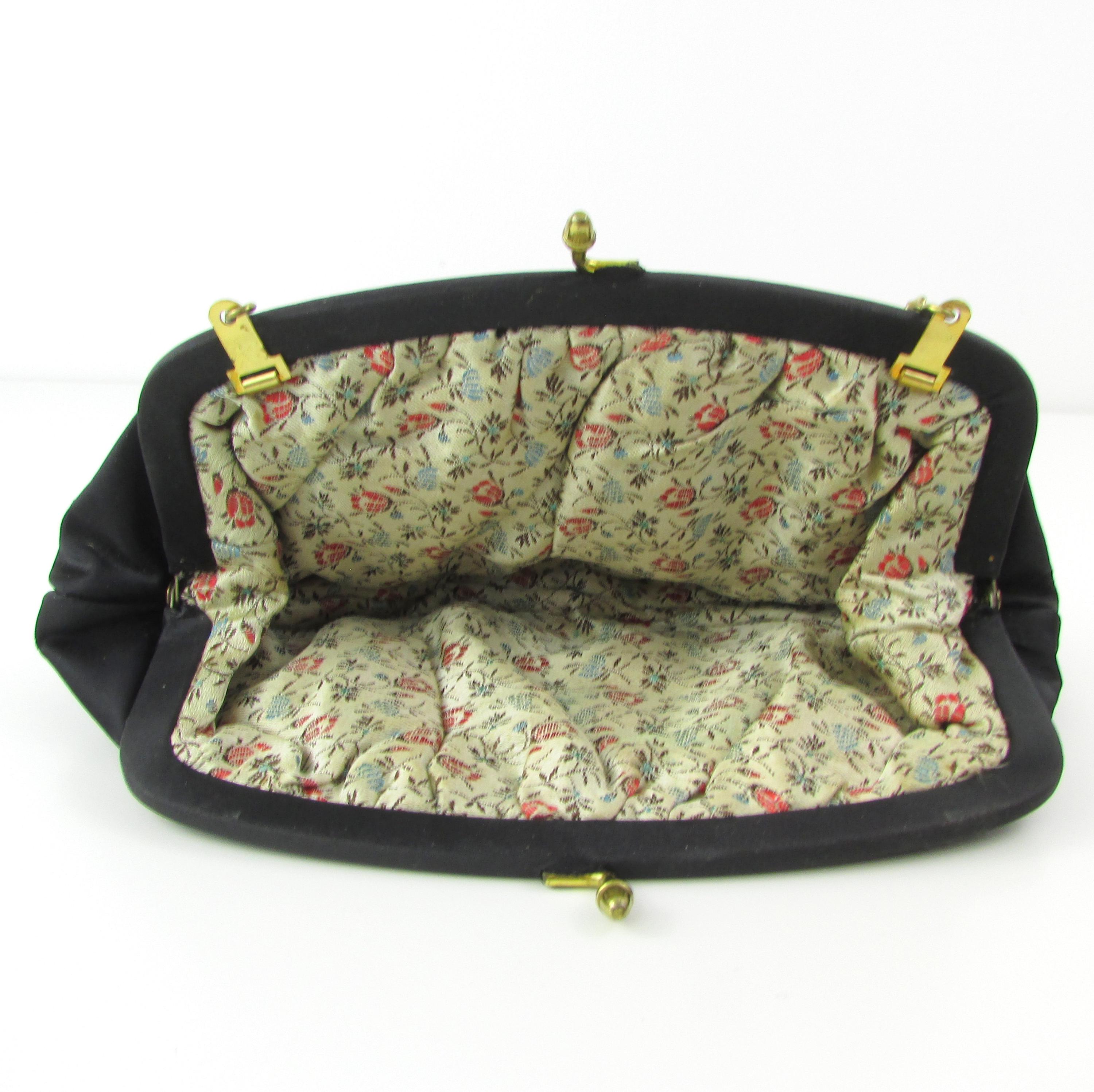 Pochette De Soirée Satin Vintage - Années 70 - Bordeaux - Fabriquée En France