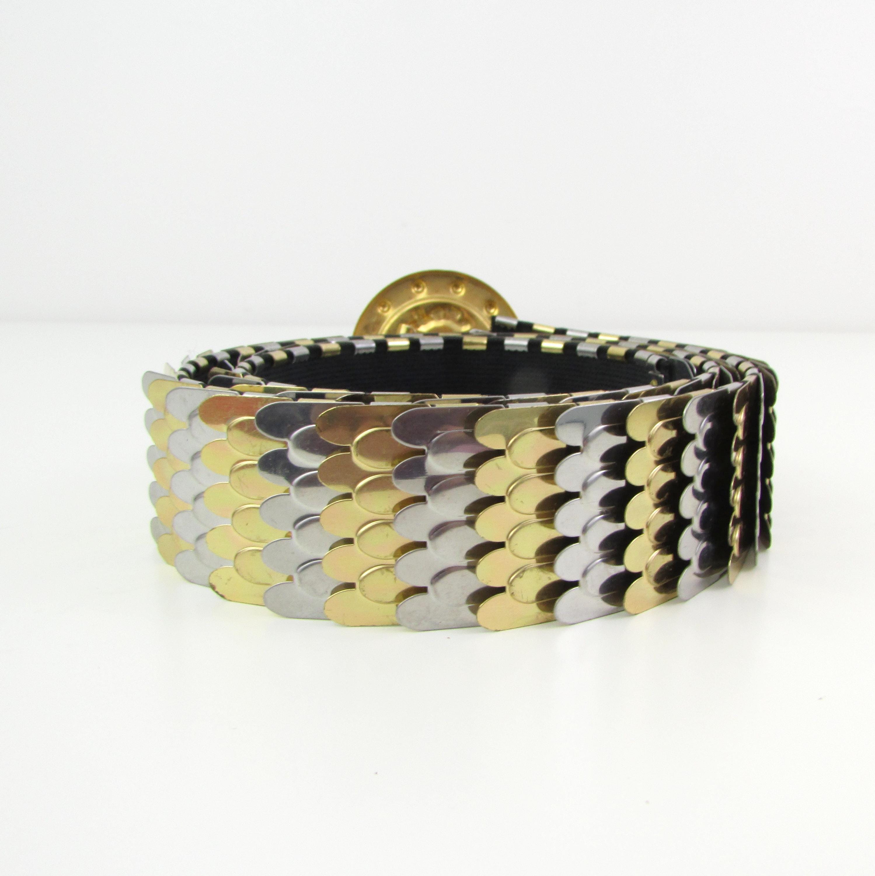 Vintage Lion Gold Metal Stretch Belt in Medium Large - Fish  display picture 1