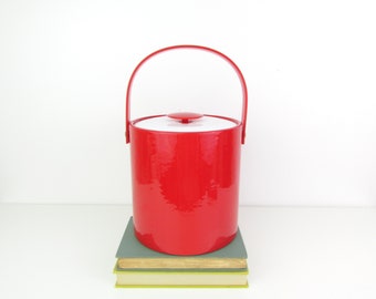 Vintage Ice Bucket in Red - Mid Century Barware