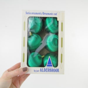 Vintage Christmas Tree Ornaments Decor in Dark Green Satin Set 6 by Alderbrook image 8