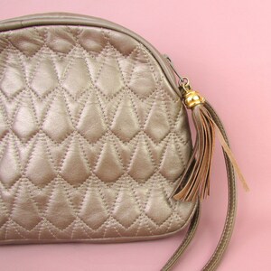 Vintage Quilted Bronze Leather Purse Crossbody Bag image 5