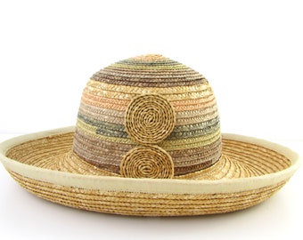 Kapelusz słomkowy damski - Vintage Szeroki rondo Kapelusz przeciwsłoneczny - Market Hat