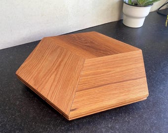 Hexagon Oak Lazy Susan – Handmade Solid Wood Turntable for Dining Table