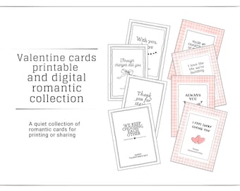 Minimalist Valentine Cards, Romantic Collection. Digital Download