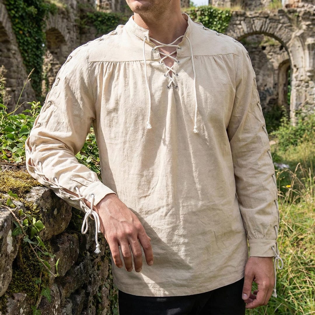 Men's Linen Renaissance Tunic, Lace up Pirate Viking Shirt - Etsy