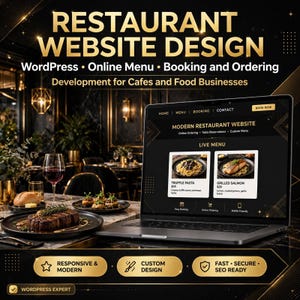 Design av restaurangwebbplatser i WordPress, utveckling av menybokning och beställning för caféer och livsmedelsföretag
