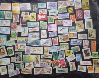 Lot of 100 Vintage Russian Stamps – USSR Collection – Art, Ships, Space, Animals, Sports, Architecture,History Collectible,Olympic Games -E1