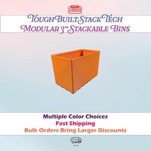ToughBuilt StackTech Gridfinity Bins, 3" Height Storage for 4.9 Inch Drawers