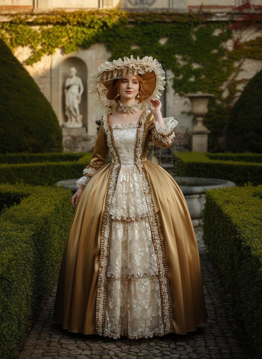 European Court Vintage Dress Rococo Baroque Medieval Princess Gown ...