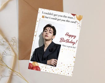 V Taehyung Geburtstagskarte, BTS ARMY Fan Geschenk, bearbeitbare Canva Vorlage (digitaler Download)