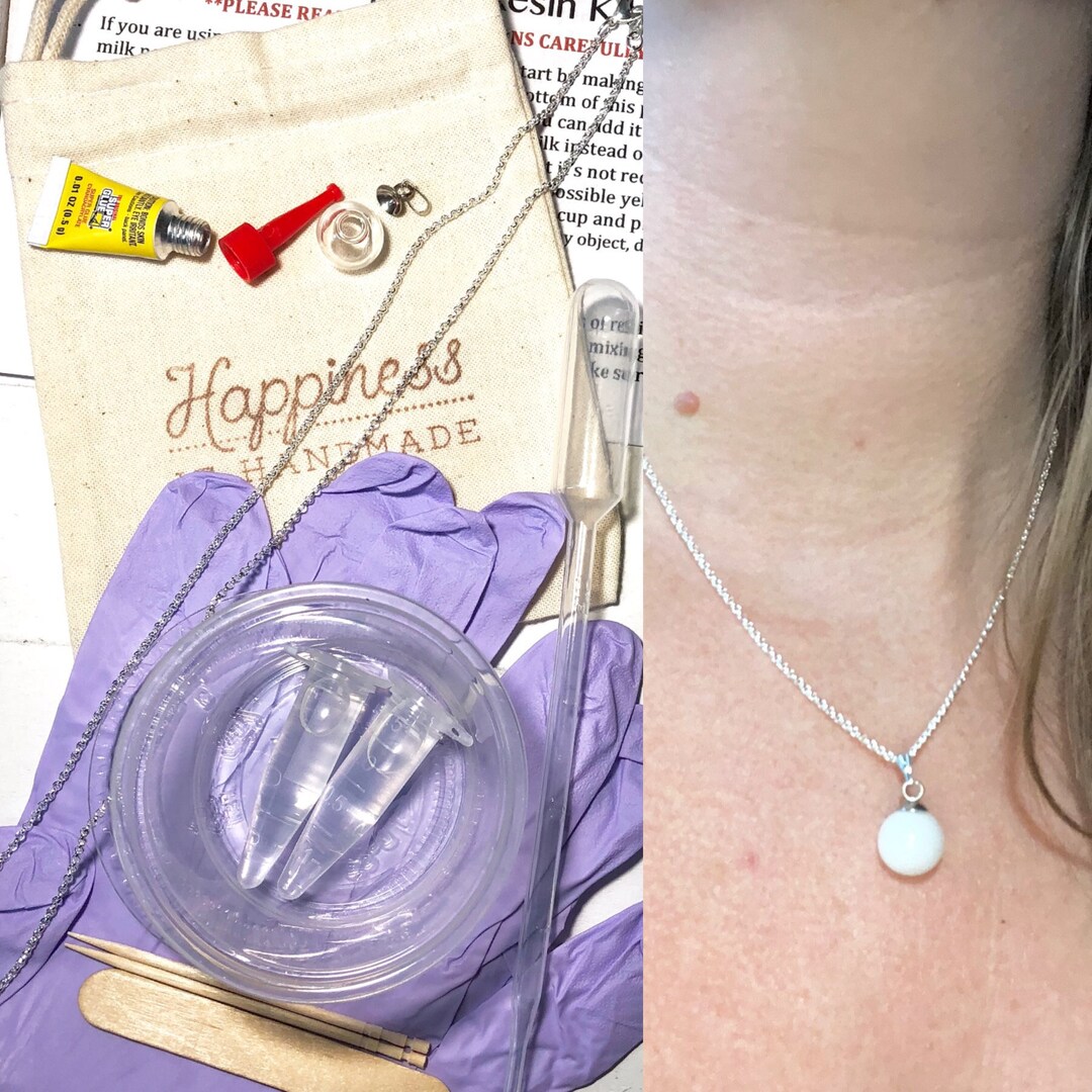 DIY Breastmilk/keepsake Necklace on Silver Stainless Steel Chain DIY Resin KIT Etsy