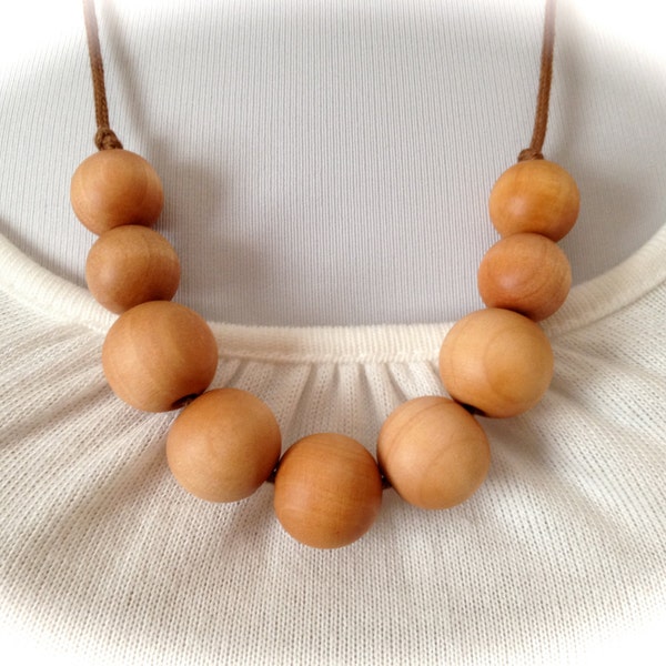 ORGANIC Teething Necklace / Nursing Necklace on Certified Organic Cotton Cord (Adjustable) - Birch Wood Beads