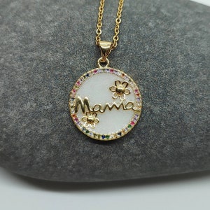 DIY Breastmilk/Keepsake Mama Pendant Necklace with cubic zirconia, gold plated with chain- DIY Resin Kit