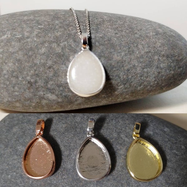 DIY Breastmilk/Keepsake tear drop Pendant Necklace on Platinum, Gold, or Rose Gold plated with chain- DIY Resin Kit