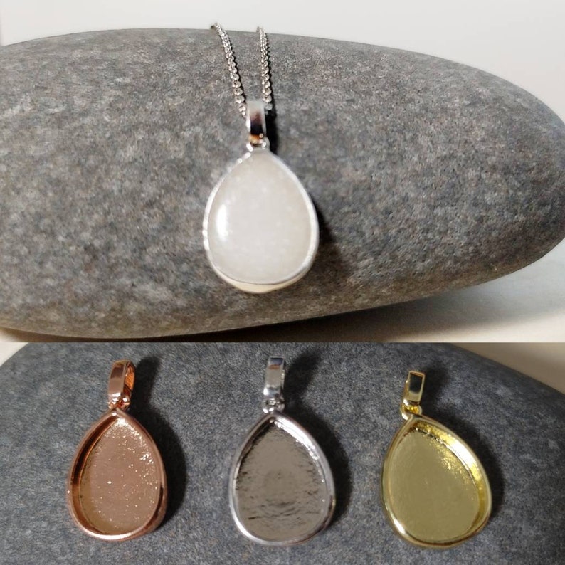 DIY Breastmilk/Keepsake tear drop Pendant Necklace on Platinum, Gold, or Rose Gold plated with chain- DIY Resin Kit 
