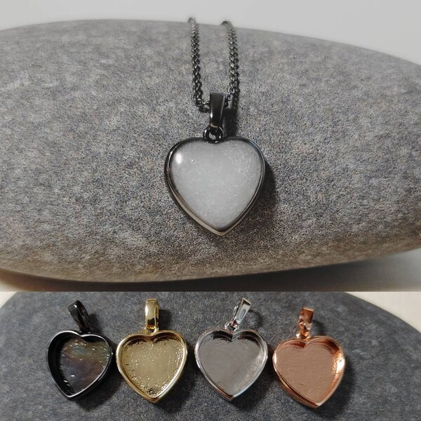DIY Breastmilk/Keepsake Heart Pendant Necklace on Platinum, Gold, Rose Gold, or Gunmetal plated with chain- DIY Resin Kit