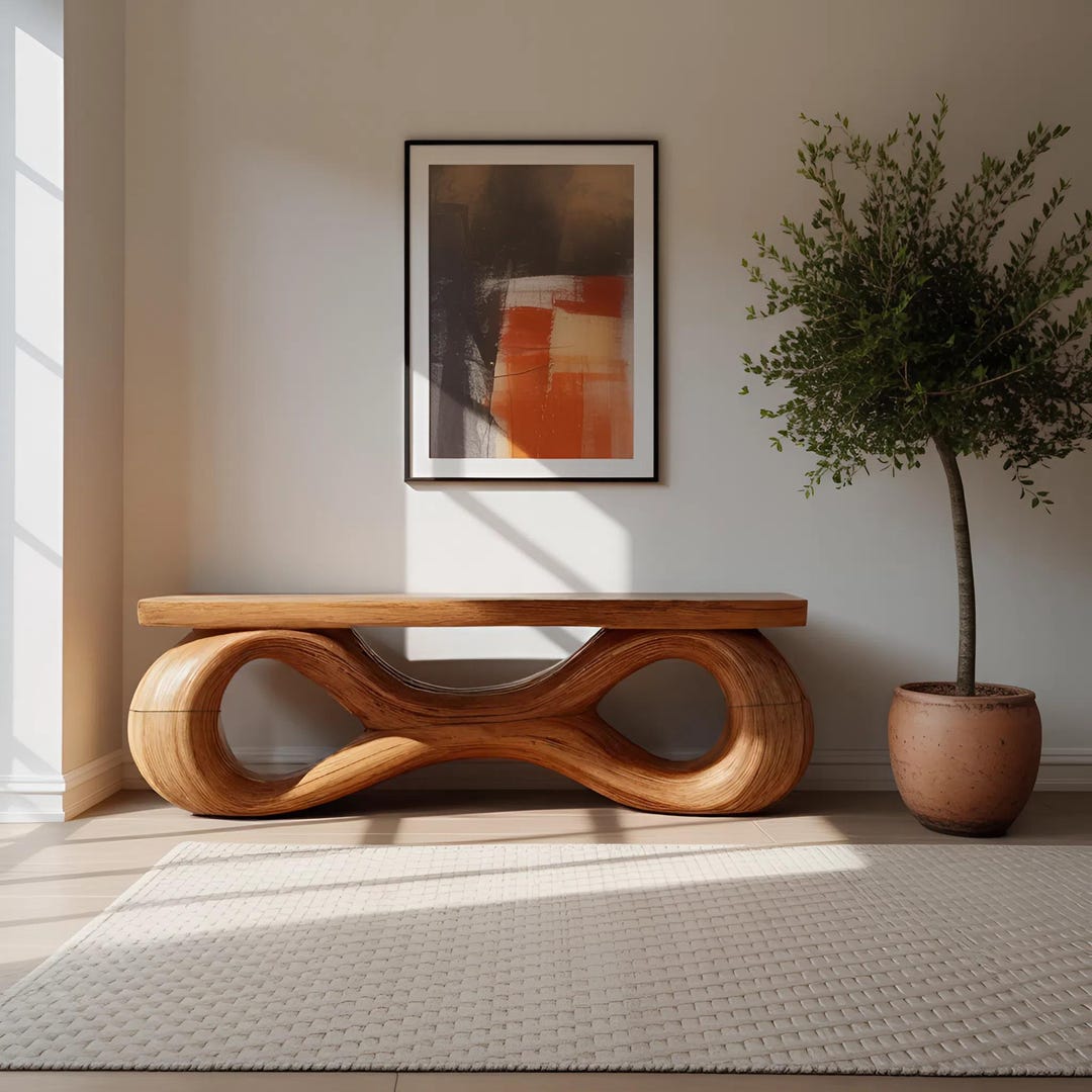 Infinity Shape Bench Infinity Loop Sculptural Bench With Modern Organic Design for Entryway ...