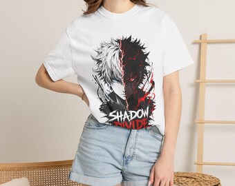 Shadow Divide Anime Shirt, Dark Manga Streetwear Tee, Cyberpunk Anime Graphic T Shirt, Oversized Y2K Gothic Shirt, Grunge Anime Clothing