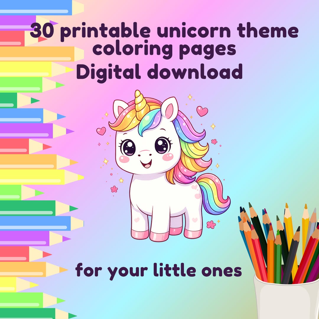 Unicorn Coloring Book for Kids | 30 Pages (digital Download - Etsy