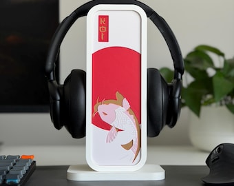 Koi Fish Headphone Stand with Hidden Storage — 3D Printed Gaming Desk Accessory