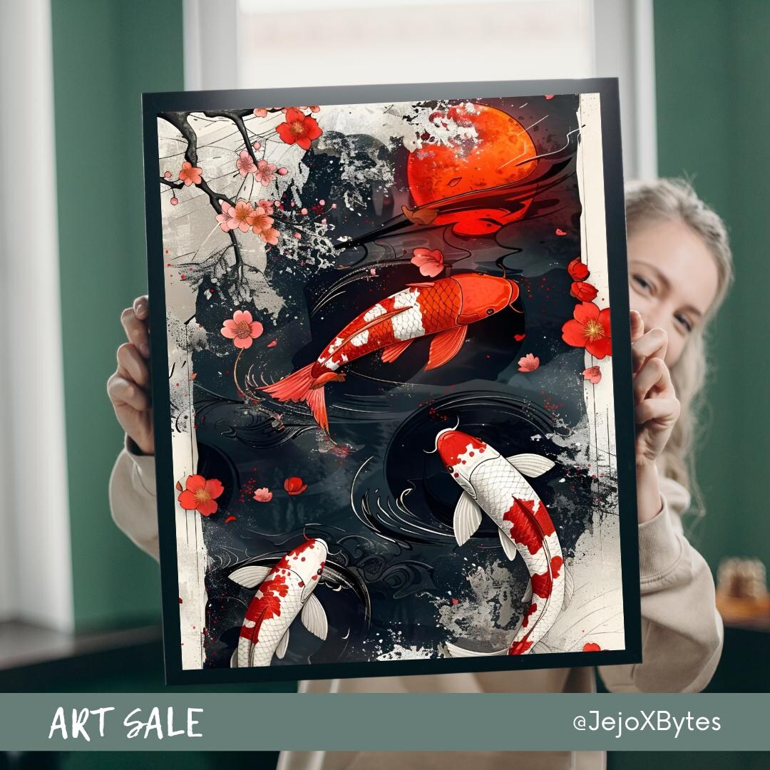 Koi Fish Wall Art Print, Japanese Theme (digital Download) - Etsy