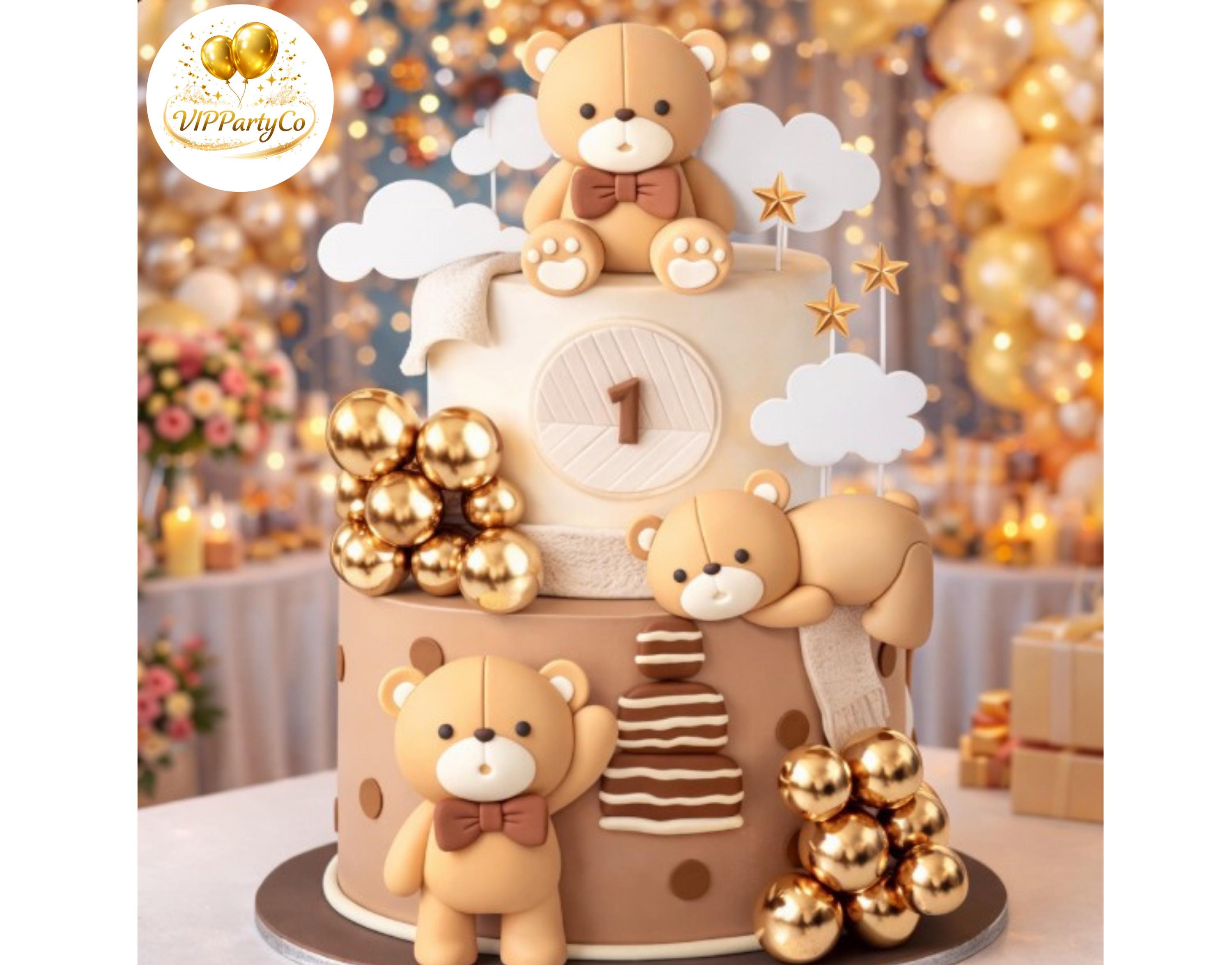 19pcs Teddy Bear Cake Toppers Gender Reveal Baby Shower Birthday Decor ...