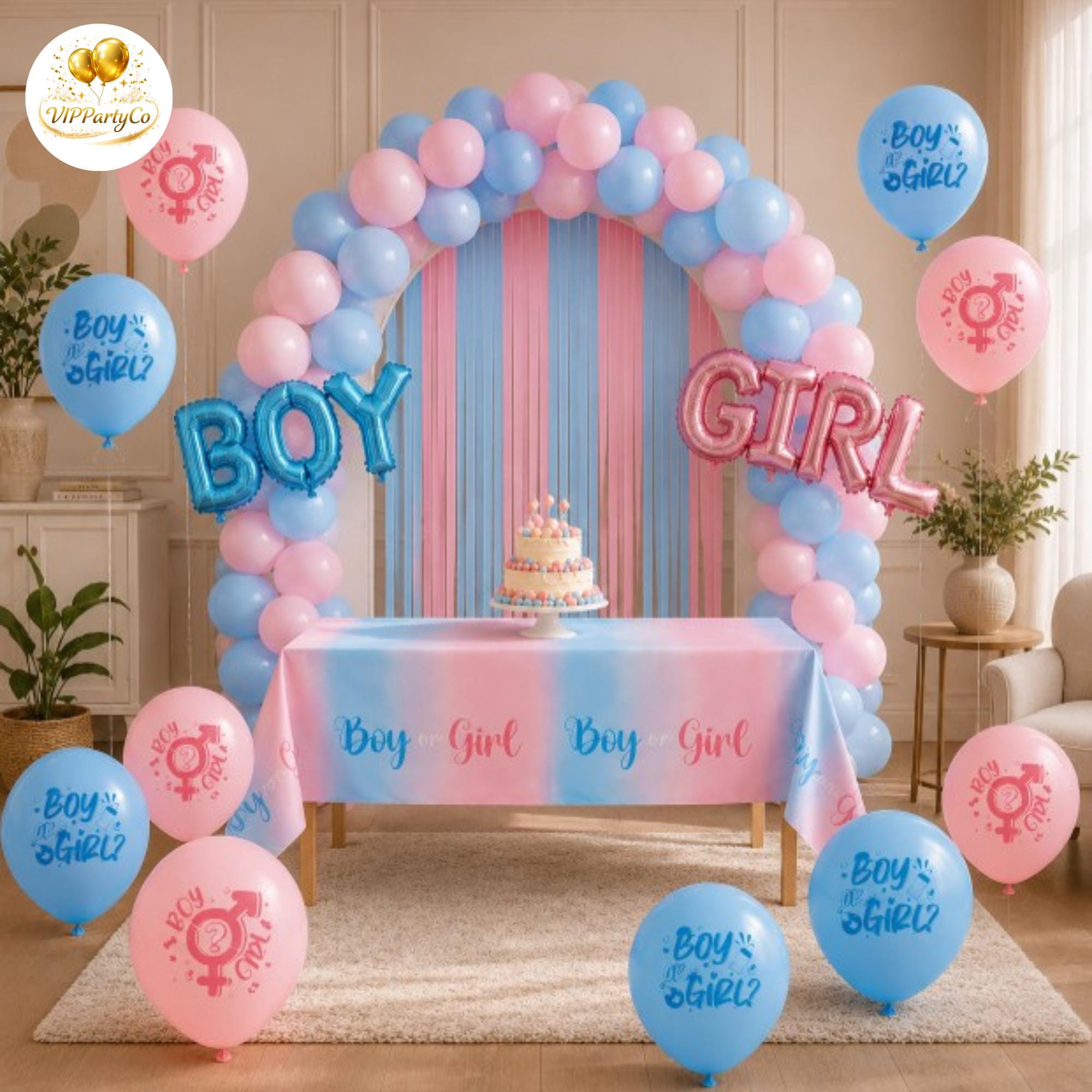 Kit Arche Ballon Bleu Rose Abricot, 135 Pièces Gender Reveal Ballon