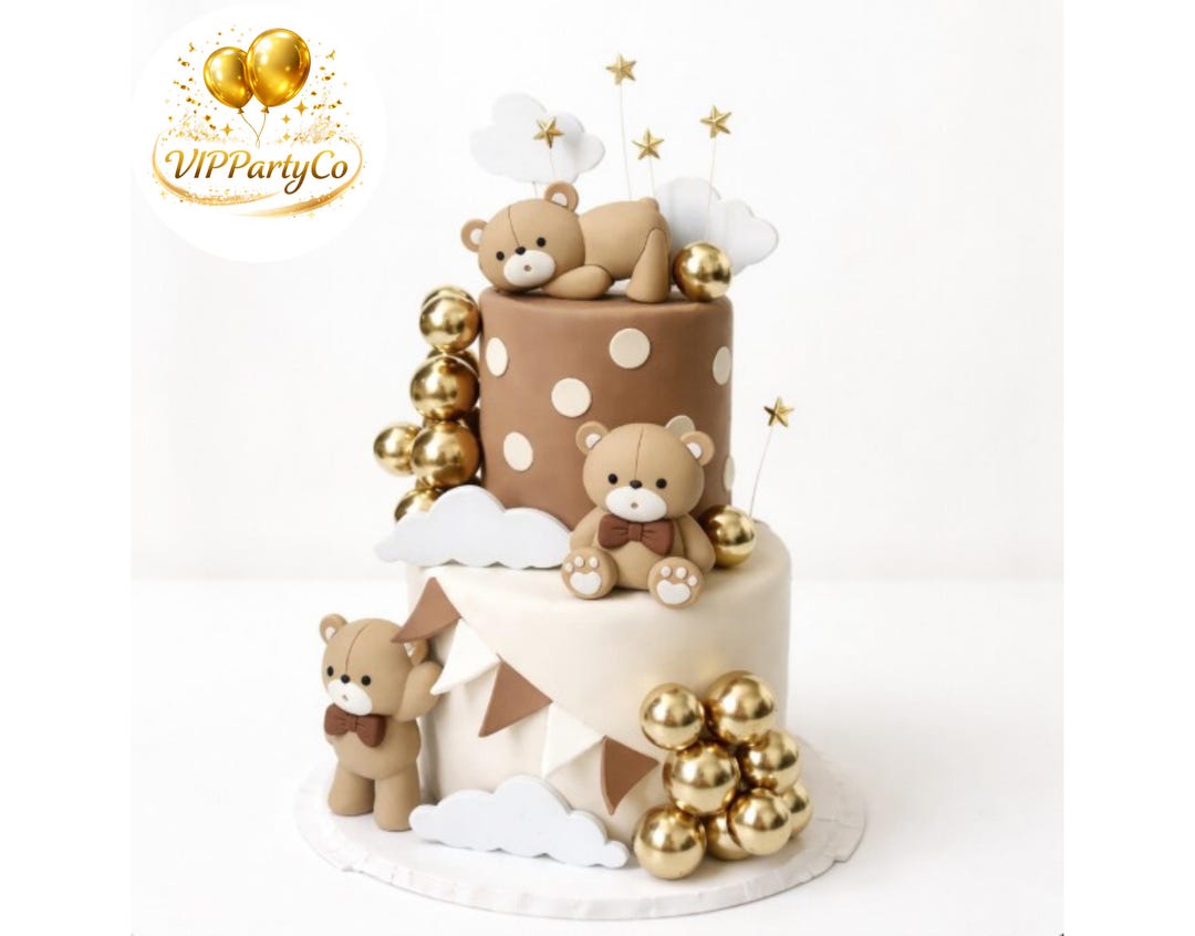 Teddy Bear Cake Topper With Balloon Balls for Baby Show - Etsy