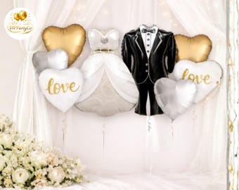 Conjunto de globos para vestido de novia y esmoquin, kit de decoración para despedida de soltera y fiesta de propuesta de matrimonio