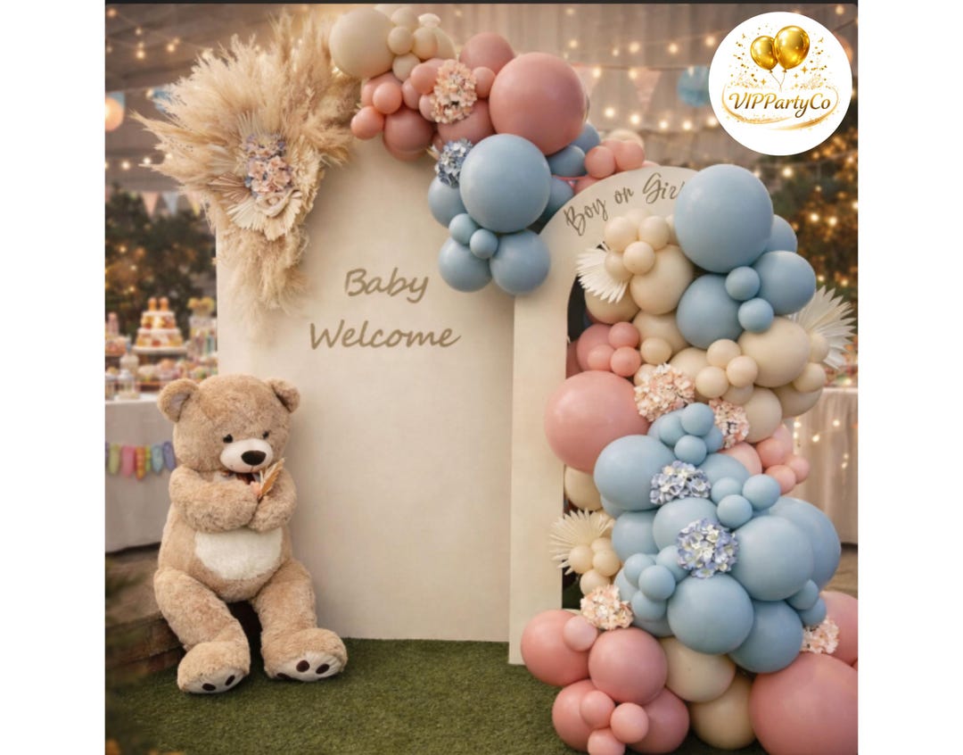 Blush Dusty Blue Balloon Garland Arch Kit Baby Shower Birthday Party ...