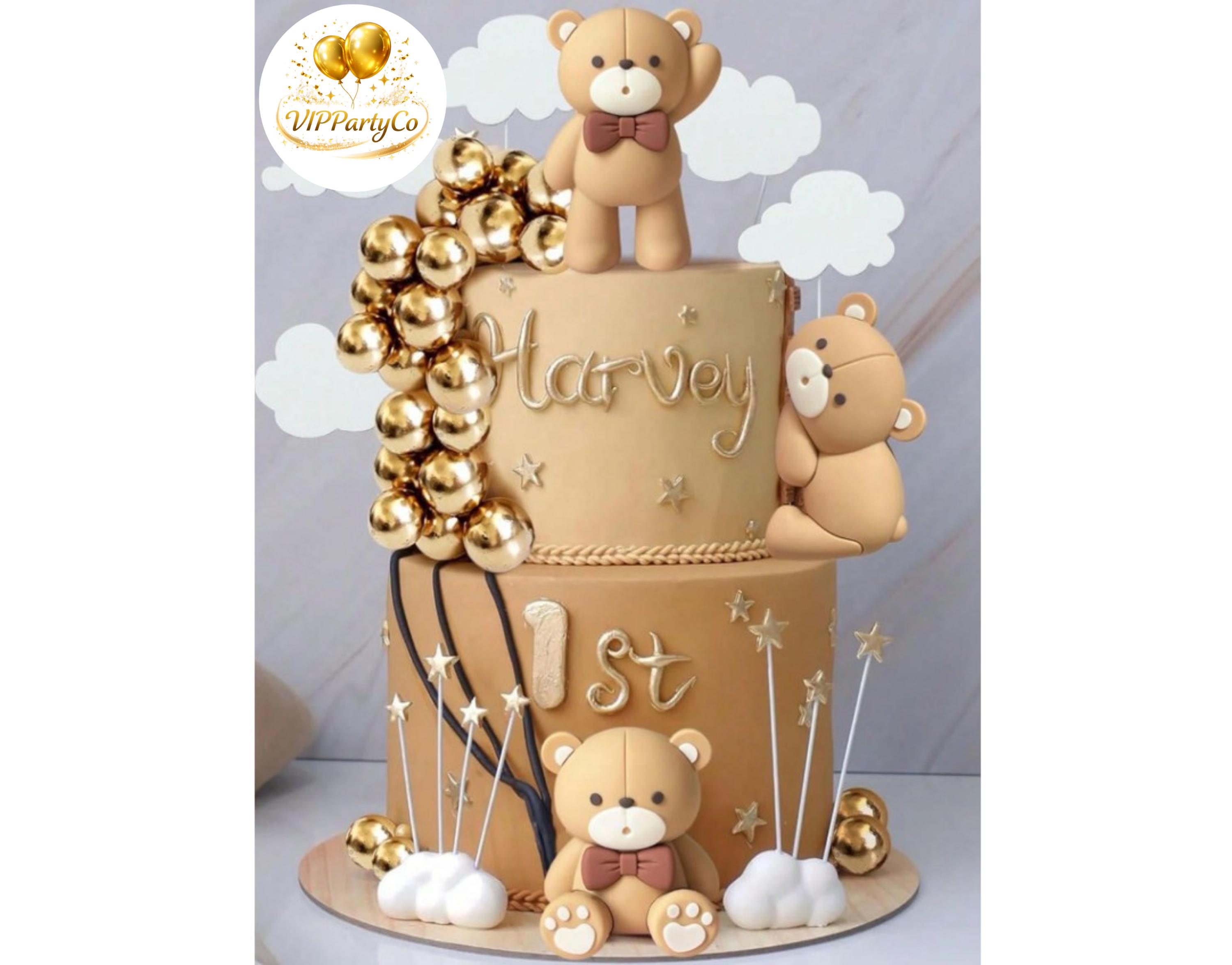 19pcs Teddy Bear Cake Toppers Gender Reveal Baby Shower Birthday Decor ...