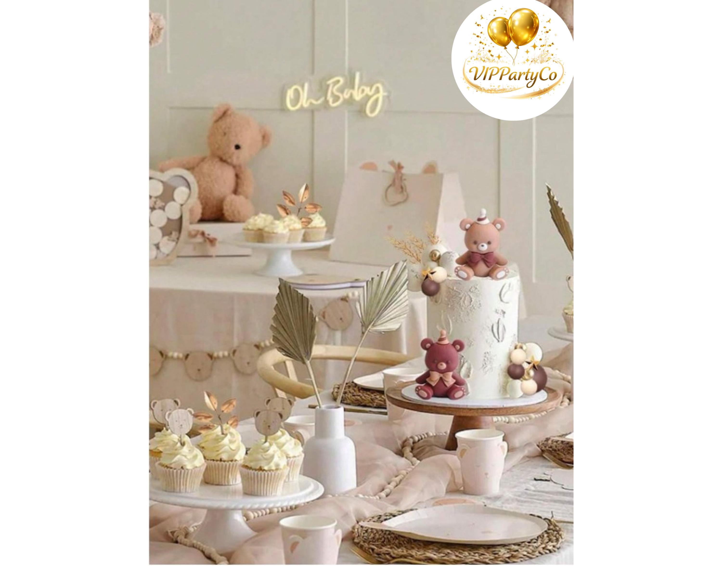 Baby Shower Teddy Bear Cake Topper Balloon Theme Party Decoration - Etsy