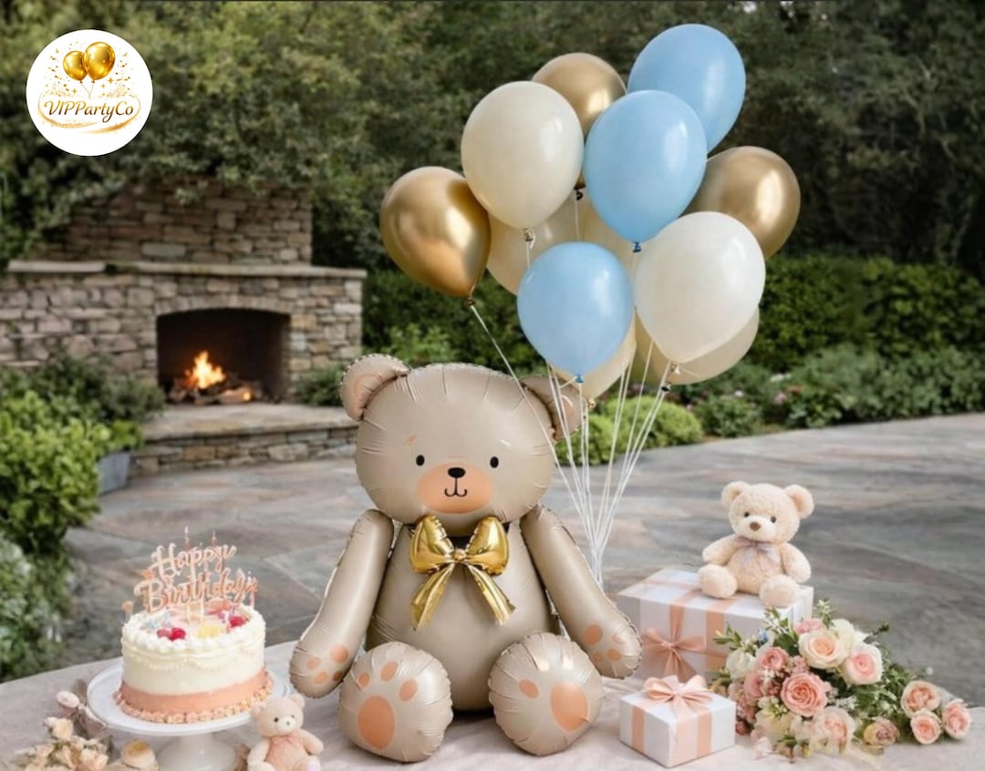 Teddy Bear Balloon Set | Baby Shower, First Birthday Party Decorations ...