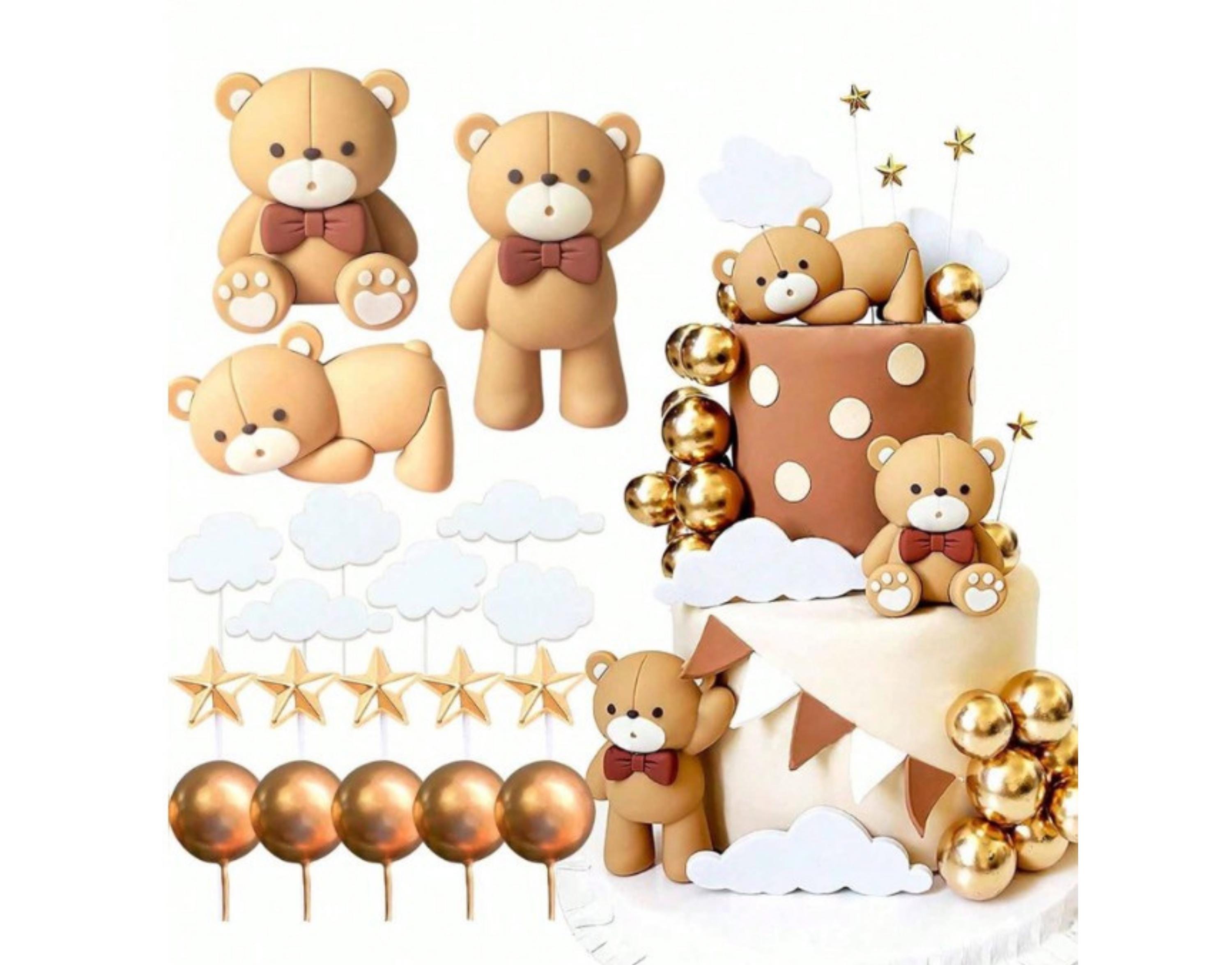 19pcs Teddy Bear Cake Toppers Gender Reveal Baby Shower Birthday Decor ...