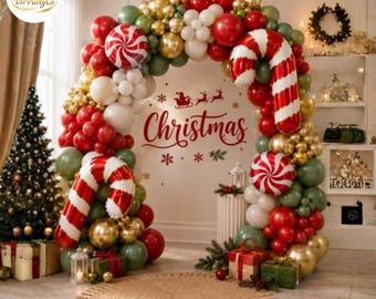Christmas Balloon Garland Kit Nutcracker Balloon Arch Candy Cane Party Decor