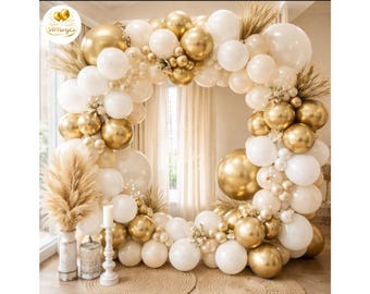 Champagne White Balloon Garland Kit Gold Arch Wedding Bridal Shower Party Decor