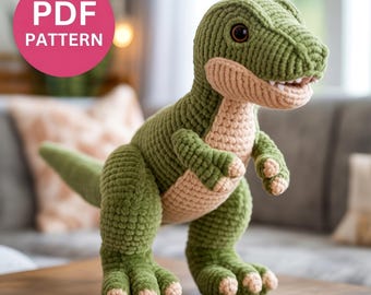 T-Rex Dinosaurier Häkelanleitung, Amigurumi Plüschtier Anleitung (PDF Download)