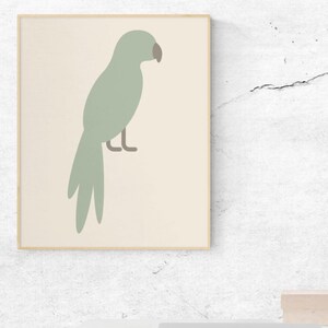 Macaw Nursery Wall Art Printable, Tropical Bird Print, Jungle Animal Wall Art, Neutral Kids Room Decor, Minimalist Nursery Poster