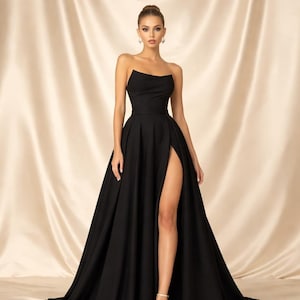 Double Slit Black Maxi Dress