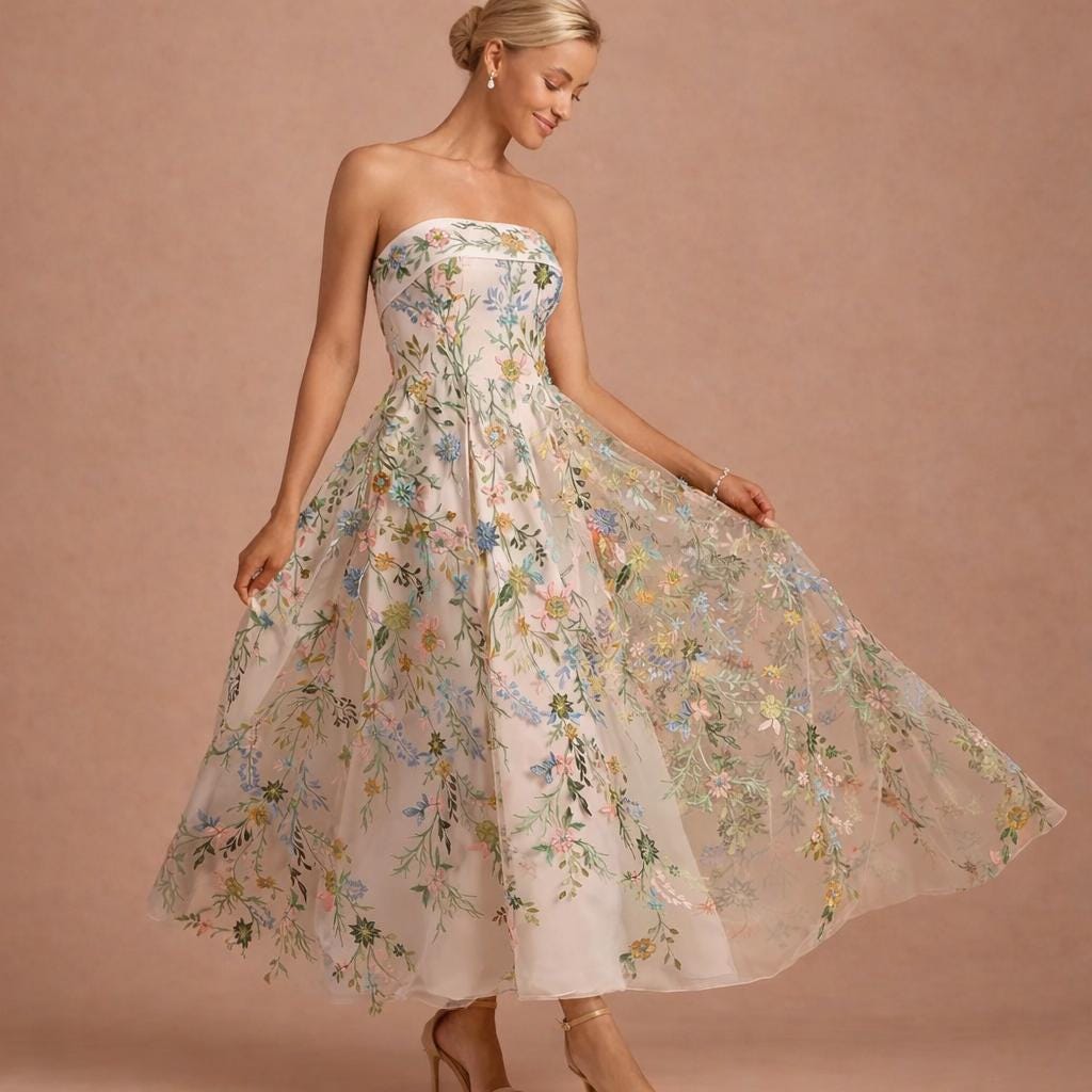 sachin and babi light blue dress Kay Unger Layla Floral Embroidered Tea-Length Dress main image 0