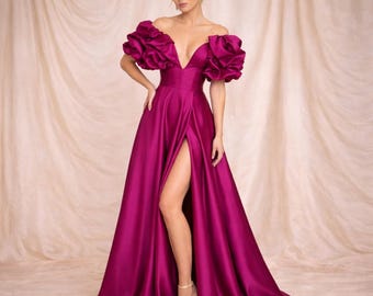 Vestido de novia con bordado floral / Vestido de novia sin tirantes / Elegante vestido de novia de tul / Vestido de novia romántico / Vestido de noche formal