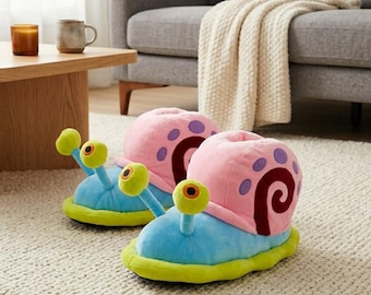 Snail Slippers for Women and Men, Funny Plush Indoor Winter House Shoes