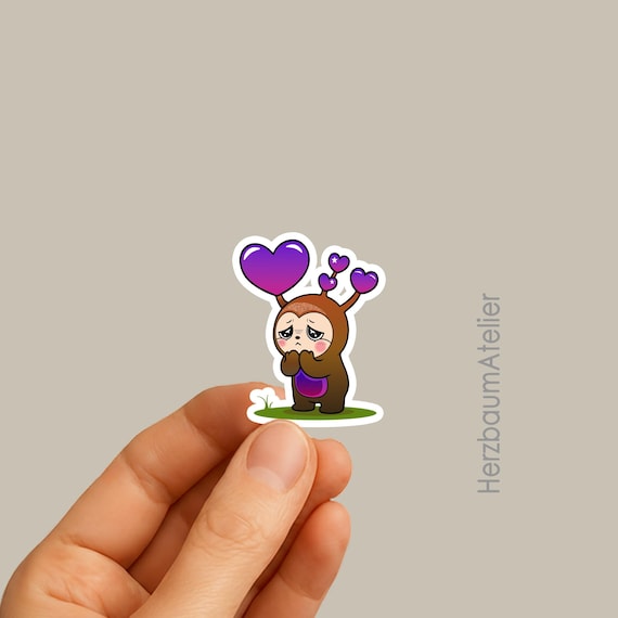 Digital sticker - Sad little heart (Purple, 5.0 × 6.8 cm)