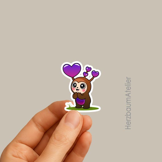 Digital sticker - Sweetheart in love (Purple, 5.0 × 6.8 cm)