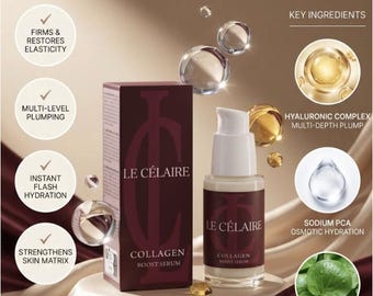 Organic Collagen Face Serum, Hyaluronic Acid & Nordic Extracts, Vegan Firming Skincare