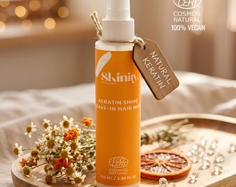 Vegan Keratin Shine Hair Mist, Glossy Detangler, Nut & Gluten-Free Hair Care