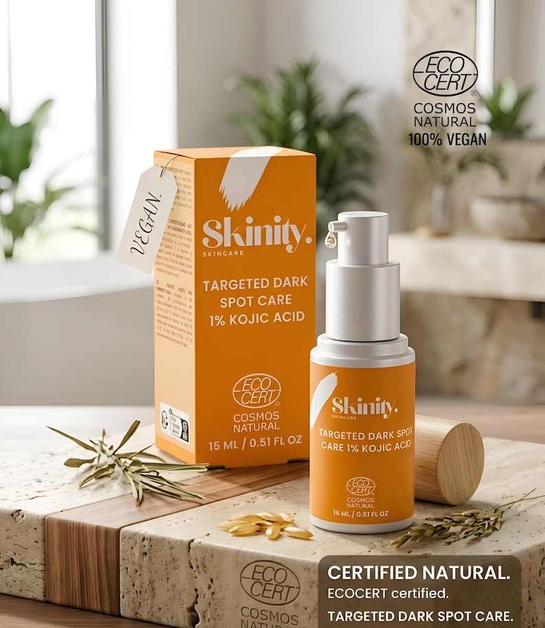 Kojic Acid Face Serum, Vegan Vitamin C Brightening Skincare, Natural Sea Buckthorn Elixir image 1