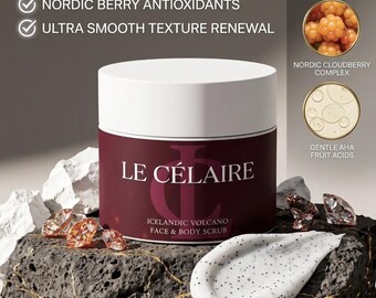 Organic Icelandic Volcano Scrub, Face and Body Exfoliator, Vegan Cloudberry Skincare